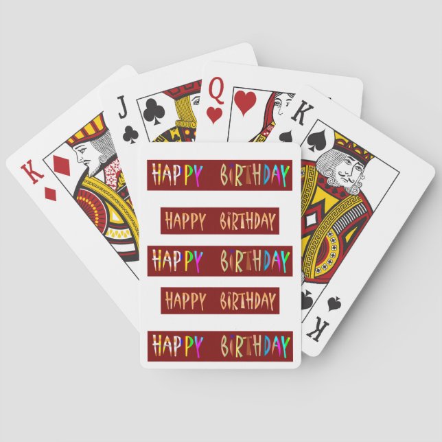 HAPPY BIRTHDAY Artistic Script Text Playing Cards (Back)