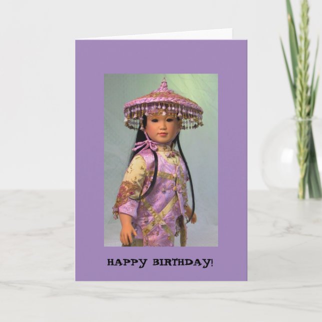 Happy Birthday Asian Doll Card (Front)