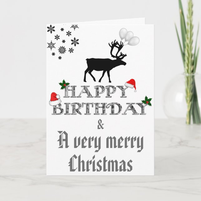 Happy birthday at Christmas card (Front)