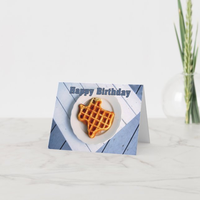 Happy Birthday, August 24, Texas Waffle Card (Front)