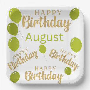 Happy birthday August birthdays Paper Plate