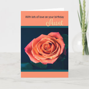 Happy Birthday Aunt Beautiful Peach Coloured Rose Holiday Card
