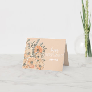 Happy Birthday Auntie - Flower illustration Card