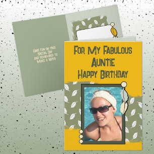 Happy Birthday auntie photo green yellow Card