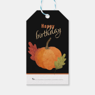 Happy Birthday, Autumn Pumpkin Theme Gift Tags