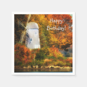 Happy Birthday Autumn Windmill Napkin