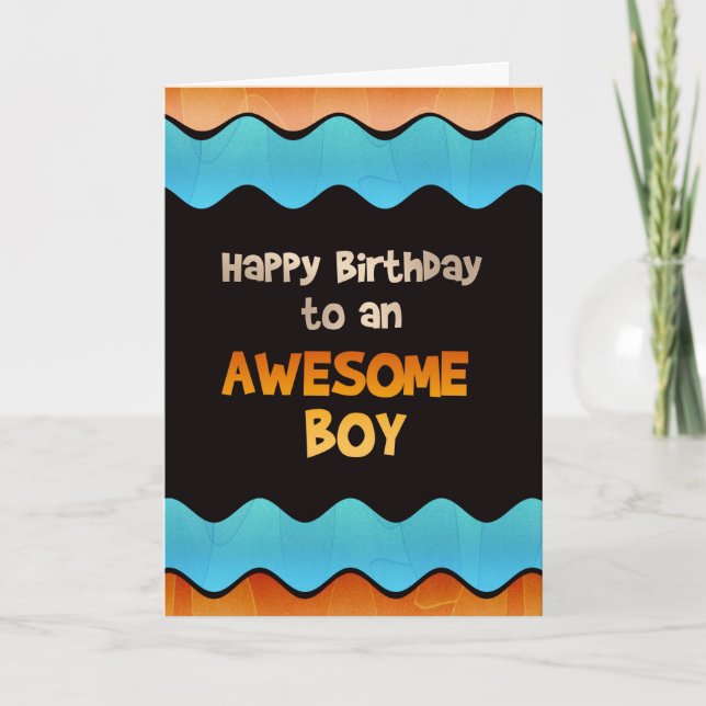 Happy Birthday Awesome Boy Birthday Card (Front)