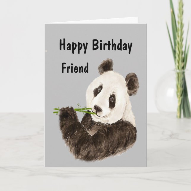 Happy Birthday Awesome Friend Funny Panda Bear Card (Front)