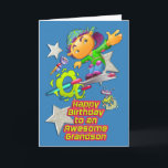 Happy Birthday Awesome Grandson Skateboarder Boy Card<br><div class="desc">Tell your grandson to have an out of this world birthday with this fun design of a cool boy on a futuristic skateboard with aliens and their spacecrafts and stars on a bright blue background.</div>