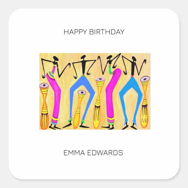 Happy Birthday, Awesome Party Time Dance Square Sticker (Front)