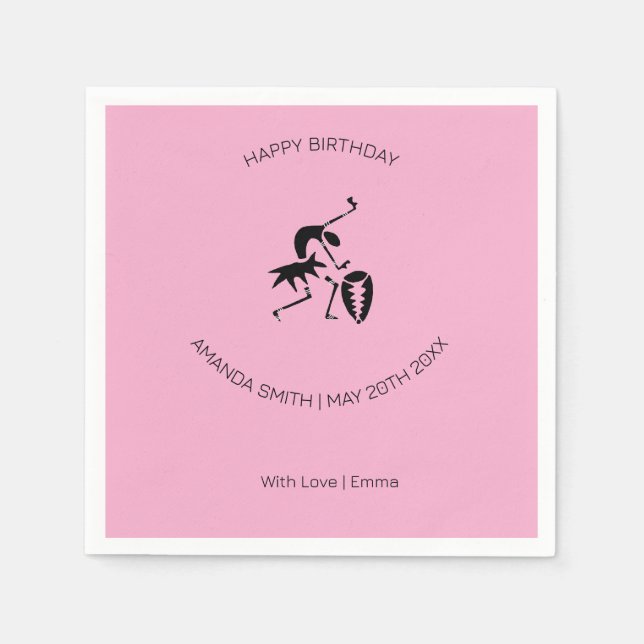 Happy Birthday Awesome silhouette dancer Napkin (Front)