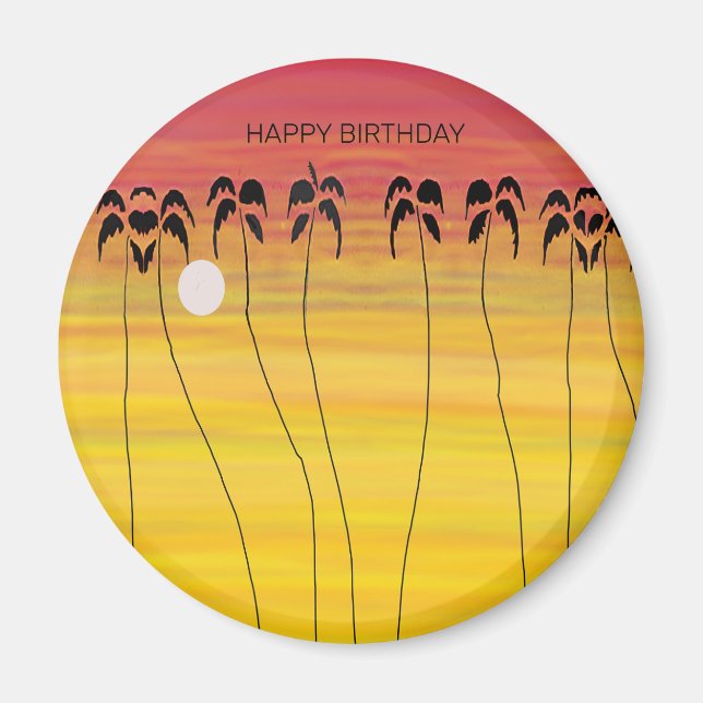 Happy Birthday, Awesome Tropical Sunset Magnet (Front)