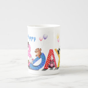 Happy Birthday - Baby Bears Party Celebration Fun  Bone China Mug