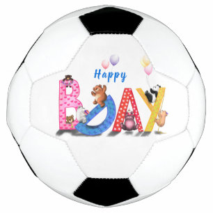 Happy Birthday - Baby Bears Party Celebration Fun Soccer Ball