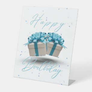 Happy Birthday Baby Blue Pedestal Sign