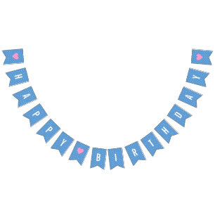 Happy Birthday Baby Blue White Polka Dots Bunting