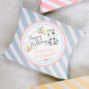Happy Birthday Baby Cow Floral 1st Birthday Party Classic Round Sticker