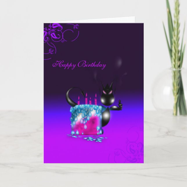 Happy Birthday Baby Dragon Birthday Cake Purple Bl Card (Front)