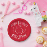 Happy Birthday Baby Jesus Christmas Chalkboard Red Paper Plate<br><div class="desc">Fashionable and fun chalkboard look. Sometimes it's nice to remember what CHRISTmas is celebrated for.
Share the spirit of your faith with others. This plate also comes with a 'real' chalkboard background and is also featured on many other items - from cards to t-shirts,  just check in my store.</div>