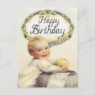 Happy birthday baby vintage art postcard