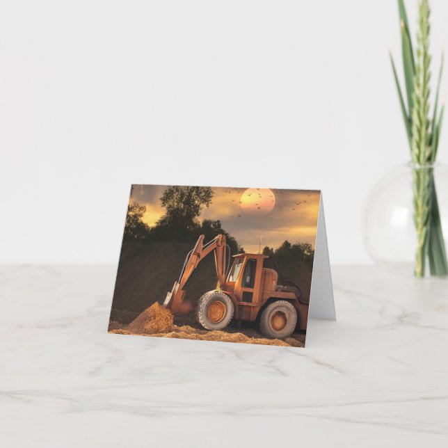 Happy Birthday Backhoe Card (Front)