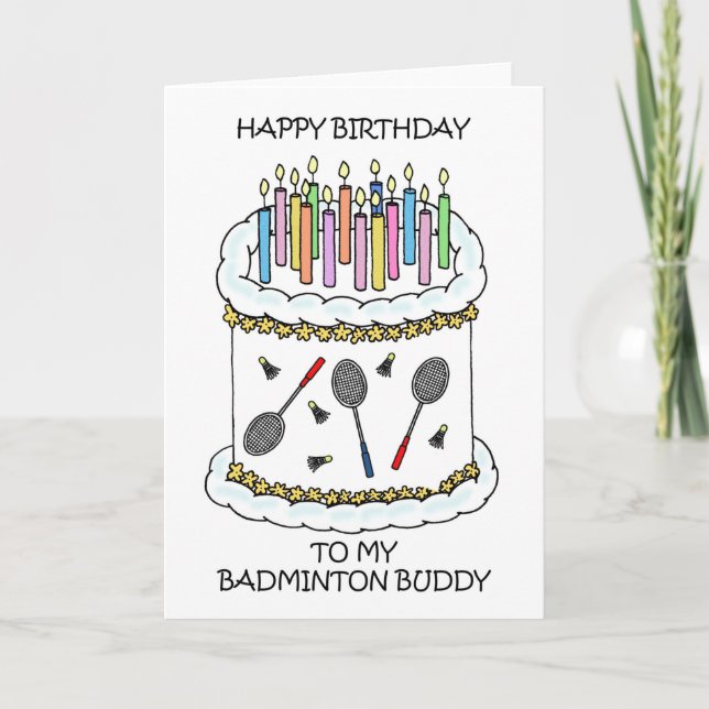 Happy Birthday Badminton Buddy Card (Front)