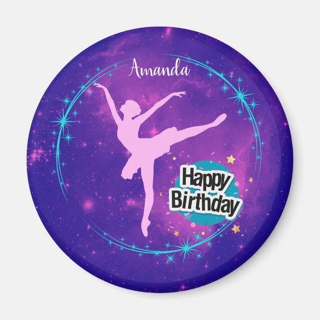 Happy Birthday Ballerina Galaxy Personalised    Magnet (Front)