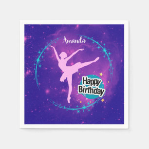 Happy Birthday Ballerina Galaxy Personalised  Napkin