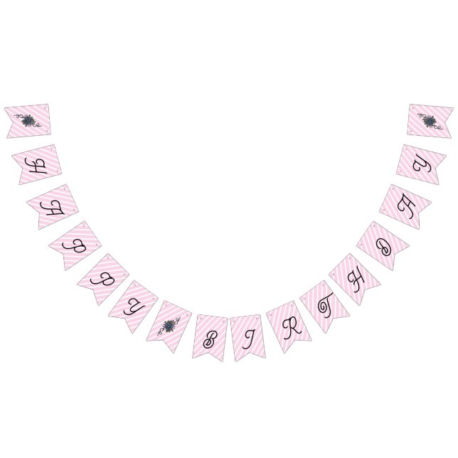 Happy Birthday Ballet Shoe Flowers Bunting (All)
