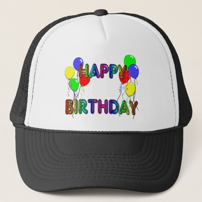 Happy Birthday Ballons D1 Birthday Hat (Front)