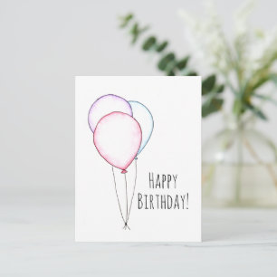 Happy Birthday Ballons Doodle Art Holiday Postcard
