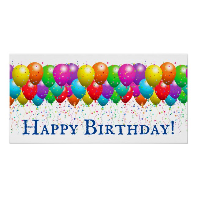 Happy Birthday Balloon And Confetti  Poster (Front)