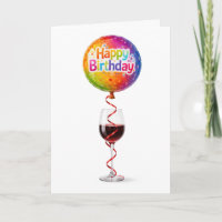 Happy Birthday Balloon and Red Wine