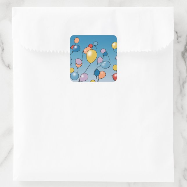 Happy Birthday Balloon Celebration Square Sticker (Bag)
