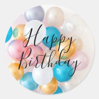 Happy Birthday Balloon Classic Round Sticker