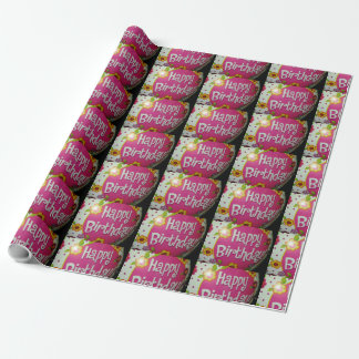 Happy Birthday Balloon w/ Flowers, Balloon Design Wrapping Paper