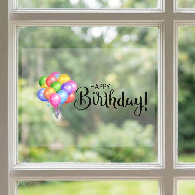 Happy Birthday Balloon Window Cling (Instant party vibes.)