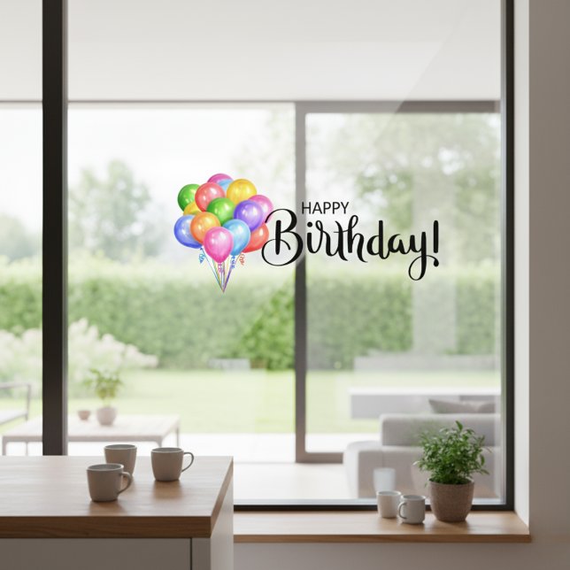 Happy Birthday Balloon Window Cling (Happy Birthday Red Heart Window Cling)