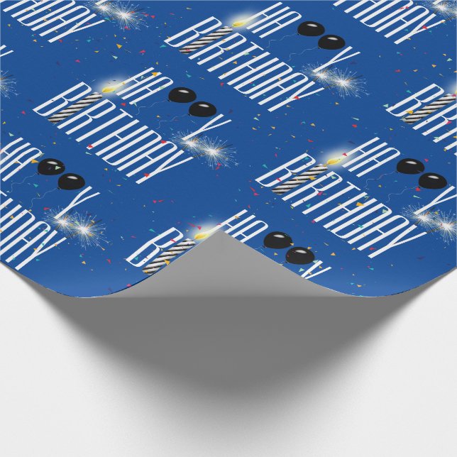 Happy Birthday Balloons and Confetti  Wrapping Paper (Corner)