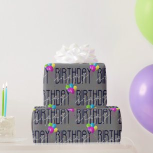 Happy Birthday Balloons and Confetti Wrapping Paper