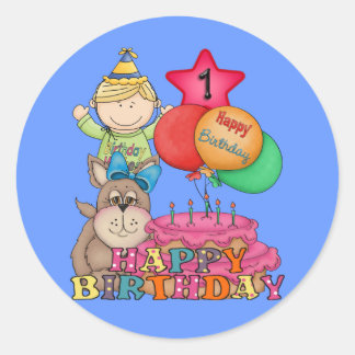Happy Birthday Balloons Boy 1 Year Old Classic Round Sticker