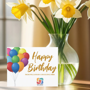 Happy Birthday Balloons Chic Custom Company Logo Card