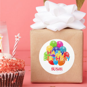 Happy Birthday Balloons Classic Round Sticker