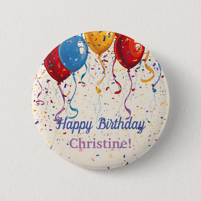 Happy Birthday Balloons Customizable Design  6 Cm Round Badge (Front)
