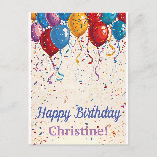Happy Birthday Balloons Customizable Design  Postcard (Front)