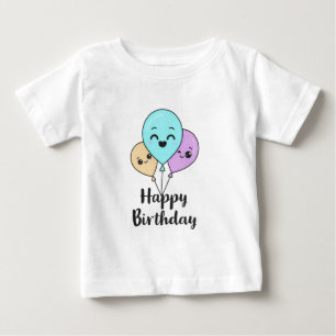 Happy Birthday Balloons – Cute Kawaii Celebration  Baby T-Shirt