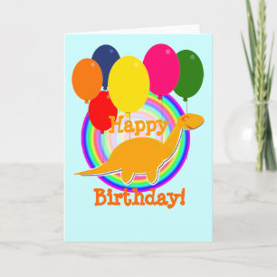 Happy Birthday Balloons Dinosaur Card