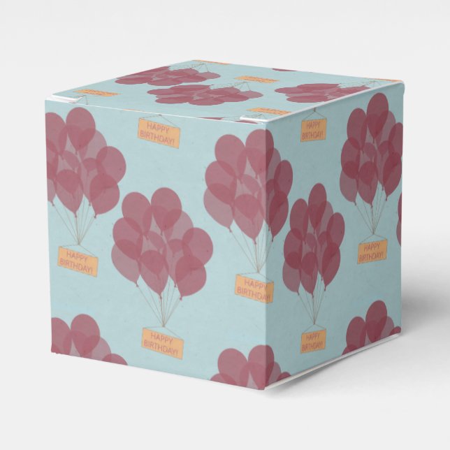 Happy birthday balloons favour box (Front Side)