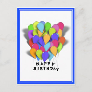 Happy Birthday Balloons for Boy (Blue Trim) Postcard