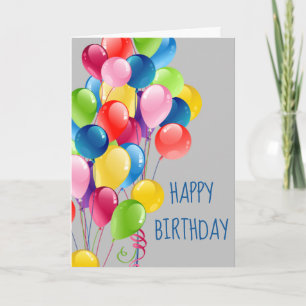 Happy Birthday Balloons Fun Blank inside Card